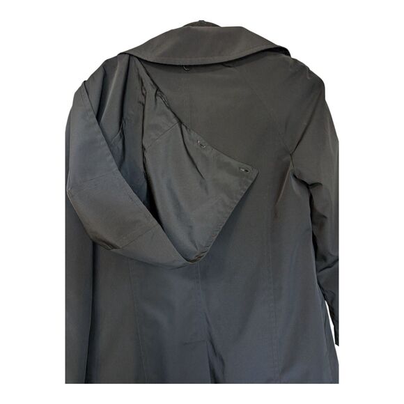 London Fog Women's Black Trench Coat Water Resistant Removable Hood Small Jacket - Picture 5 of 10
